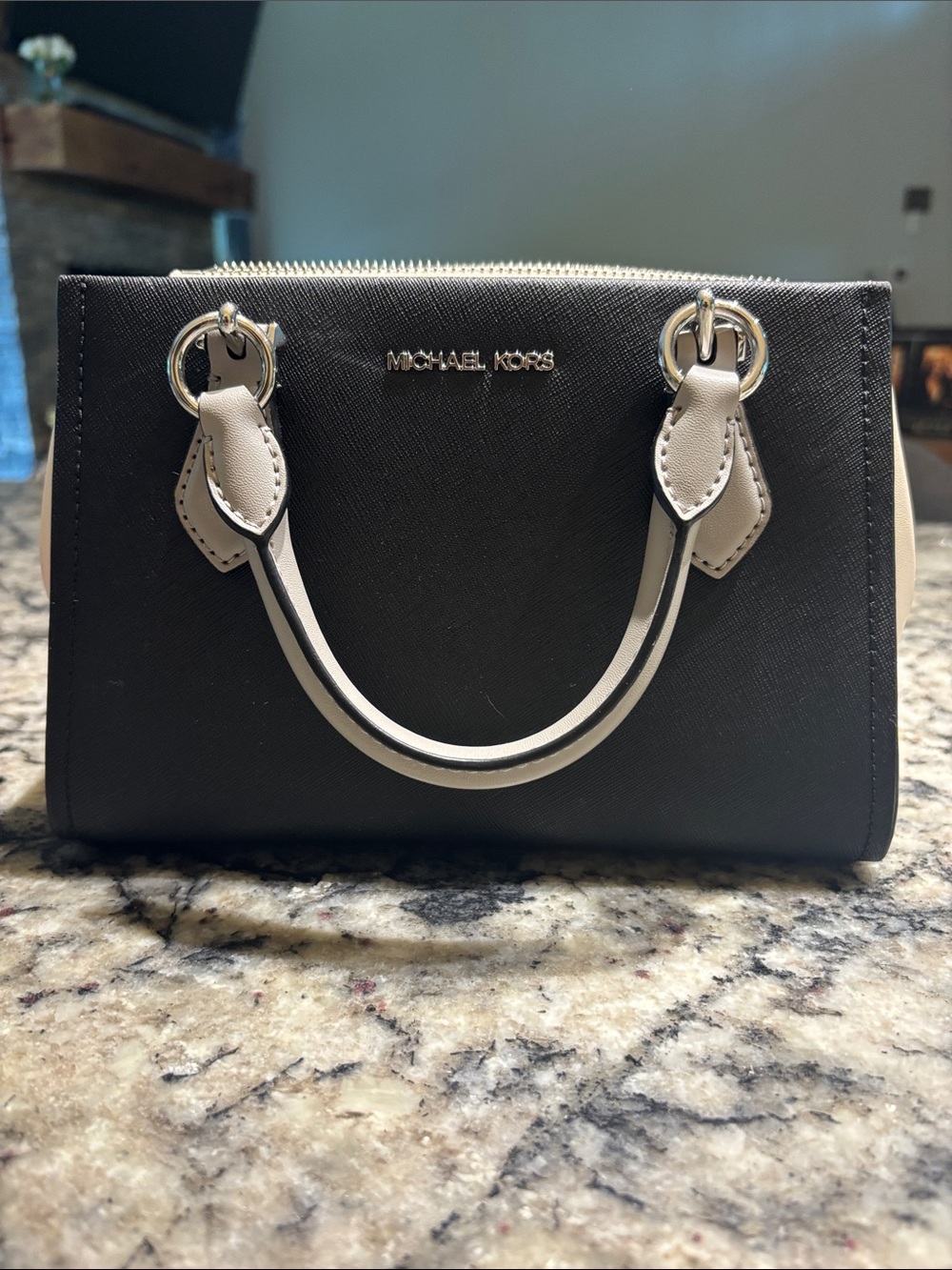 Michael Michael Kors Black, White, and Gray Mini Marilyn Satchel